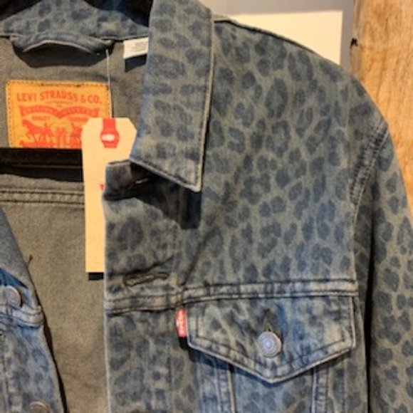 levi's leopard print denim jacket